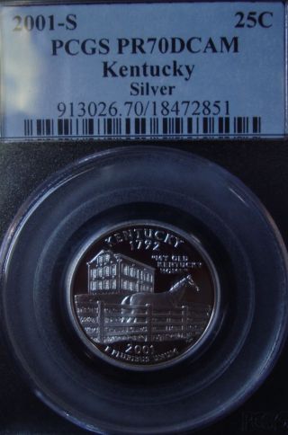 2001 - S Proof Kentucky Ky Silver State Quarter - Pcgs Pr 70 Dcam photo