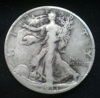 1933 - S Walking Liberty 90% Silver Half Dollar Old U.  S.  Coin Collectable photo