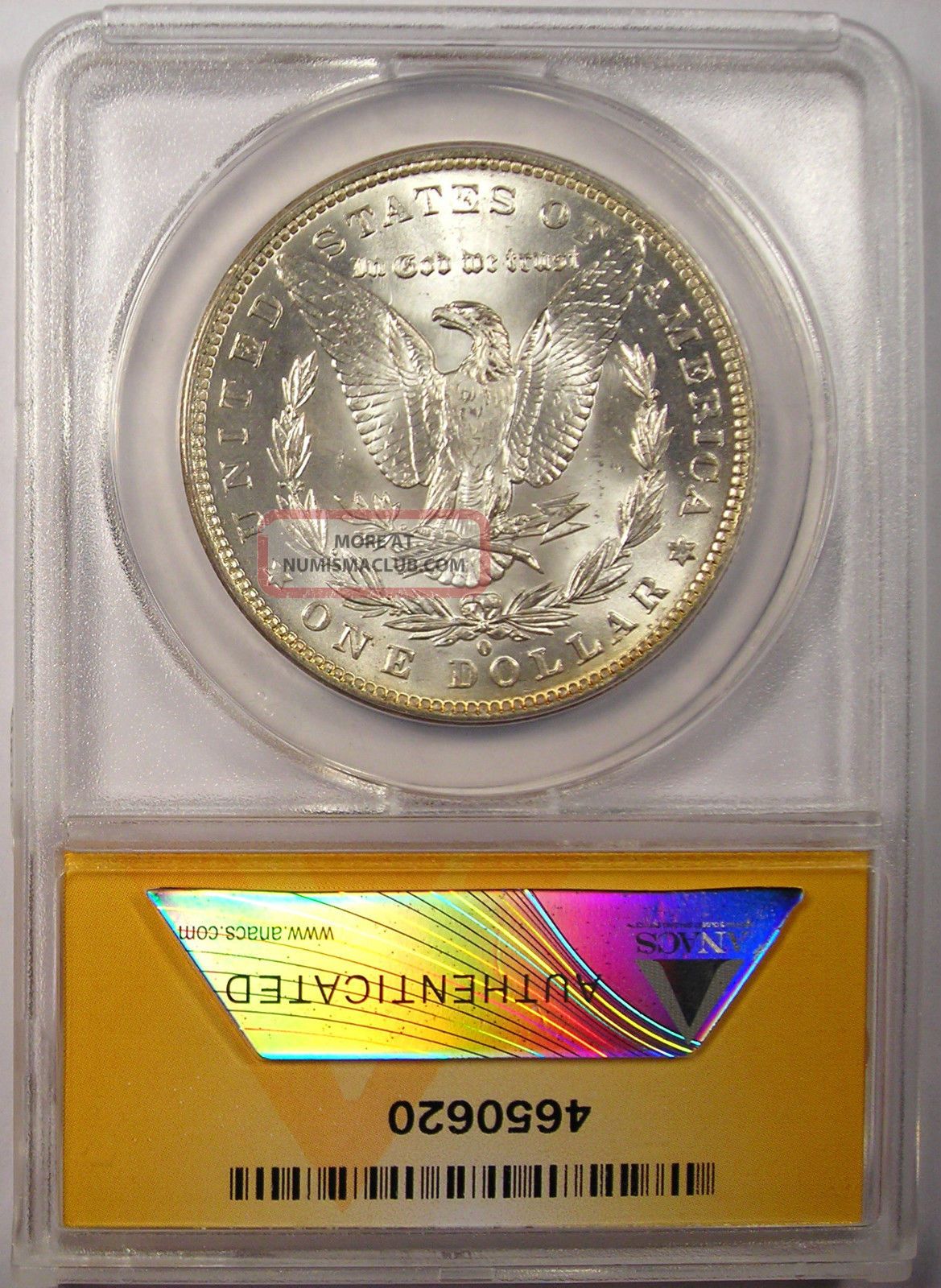 1884 - O Toned Morgan Silver Dollar Anacs Ms63 - Rainbow Toning