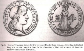 1899 Morgan Pattern For Puerto Rico 60 Cent Patron Silver Peso 1/200 photo
