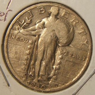 1930 - P Standing Liberty Silver Quarter Vf - Xf Beauty photo