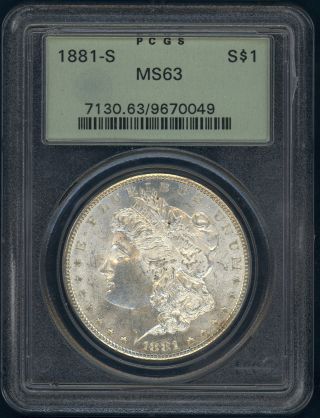 1881 - S Pcgs Ms - 63 Morgan Silver Dollar Old Green Holder Ogh Could Go P/l photo