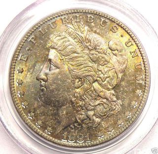 1881 - S Morgan Silver Dollar Pcgs Ms63 - Rainbow Coin photo