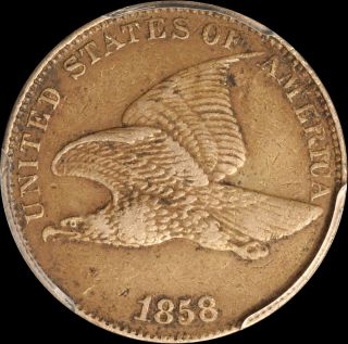 1858 1c Flying Eagle Cent Large Letters Pcgs Vf30 photo