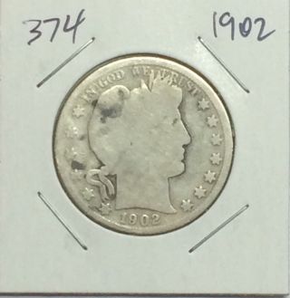 1902 - O Barber Or Liberty Head Silver Quarter Dollar.  Collectibles 374 photo