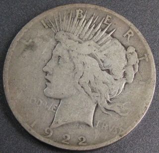 1922 D Peace Dollar Vg L1140 photo