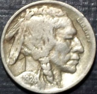 Key Date 1924 - D Buffalo Nickel Full Strong Date + With Horn Quality photo