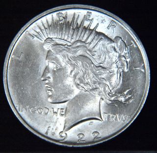 1922 - D Peace Silver Dollar Choice Bu (c1002) photo