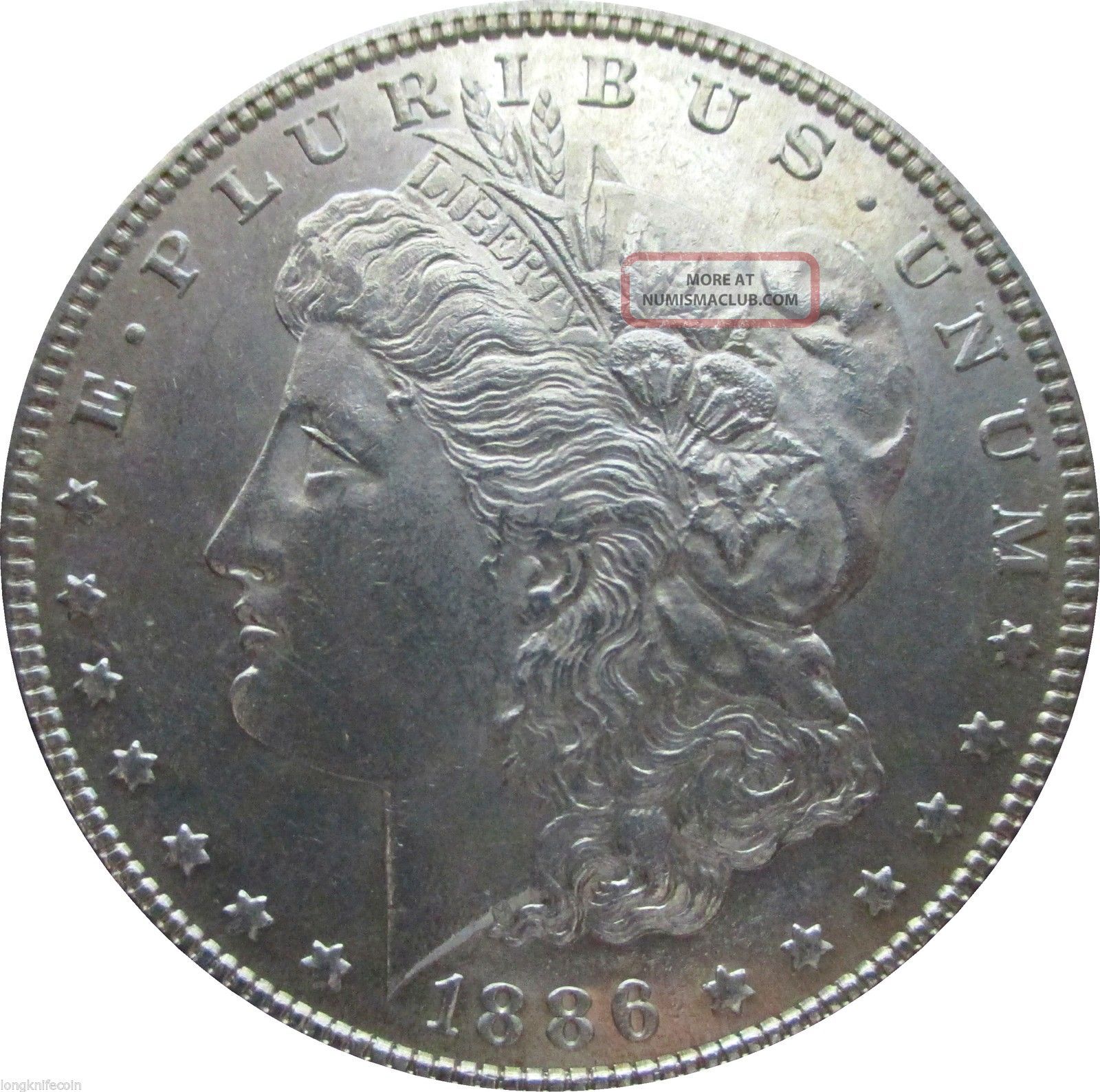 1886 - P Morgan Dollar, Brilliant Uncirculated Ms+++. Mirroring On Reverse.