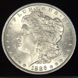 1886 Morgan Silver Dollar Choice Bu (c1008) photo