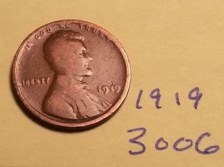 1919 1c Bn Lincoln Cent (3006) Great Wheat Cent Fine Detail photo