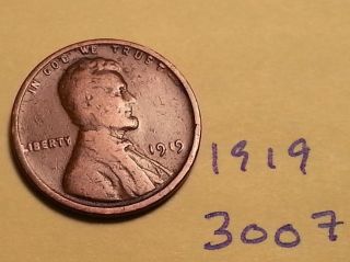1919 1c Bn Lincoln Cent (3007) Great Wheat Cent Fine Detail photo