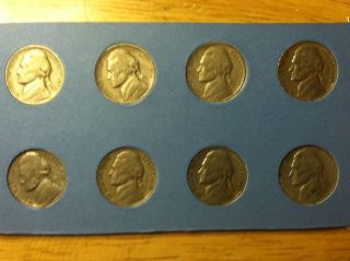 1938pds,  39pds,  50pd Jefferson Nickels - Choice Circulated Condition; Key Dates photo