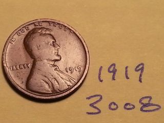 1919 1c Bn Lincoln Cent (3008) Great Wheat Cent Fine Detail photo
