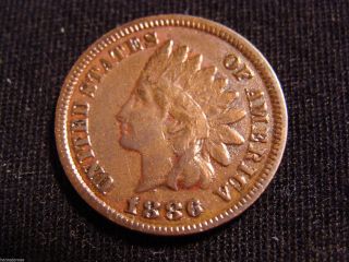 Better Date 1886 Variety 1 Indian Head Cent Mid - Grade Low photo