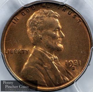 1931 - S Lincoln Cent Pcgs Ms - 64 Rd Great Looking Lustrous Red Semi - Key Date Cent photo