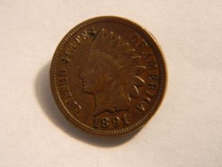 1891 Indian Head Penny U.  S.  Coin Cent Clear photo