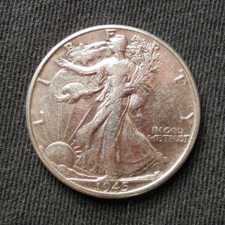 1945 U.  S.  Walking Liberty Half Dollar,  90% Silver photo