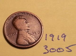 1919 1c Bn Lincoln Cent (3005) Great Wheat Cent Fine Detail photo