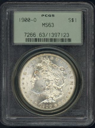 1900 - O Pcgs Ms - 63 Morgan Silver Dollar Old Green Holder Ogh Close To P/l photo