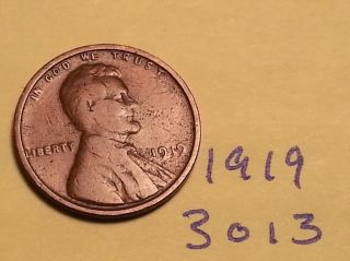 1919 1c Bn Lincoln Cent (3013) Great Wheat Cent Fine Detail photo