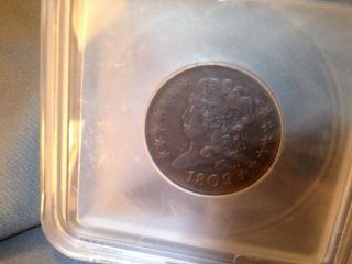 1809/6 Classic Head 1/2 Cent (c - 5) 9/9 Rare Brown Icg Graded Au50 Looks Better photo