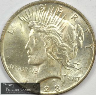 1923 Peace Dollar Unc Great Looking Uncirculated Peace Dollar Light Reverse Tone photo