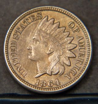 1864 Indian Head Cent Sharp Au (a15888) photo