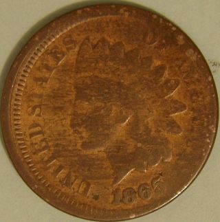 1865 Indian Head Penny (broadstruck/misaligned Dies) Error Coin,  Af 90 photo