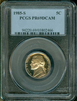 1985 - S Jefferson Nickel Pr69 Dcam Pcgs Proof photo