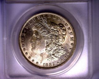 1882o O/s Anacs Ms62 Blast White Vam 3 Top 100 Rare Morgan Silver Dollar 1882 O photo