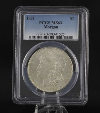 1921 Pcgs Ms63 Morgan Dollar - Graded Silver Investment Certified Coin $1 photo