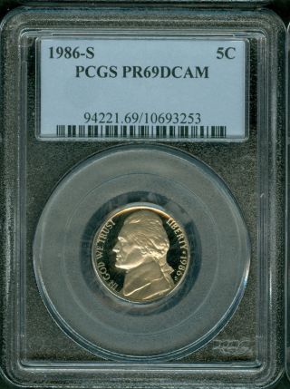1986 - S Jefferson Nickel Pr69 Dcam Pcgs Proof photo