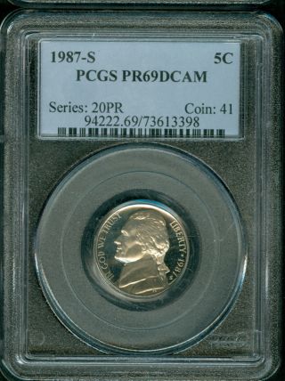 1987 - S Jefferson Nickel Pr69 Dcam Pcgs Proof photo