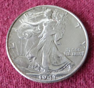 1947 D Walking Liberty Half Dollar Circulated But photo