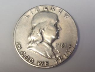 1951 - S 50c Franklin Half Dollar.  90% Silver photo