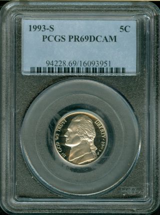 1993 - S Jefferson Nickel Pr69 Dcam Pcgs Proof photo