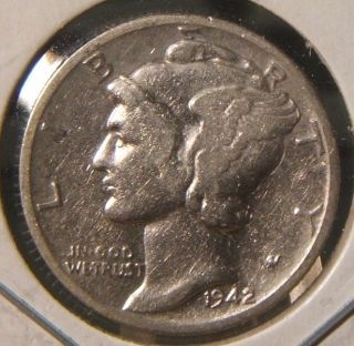 1942 - D Silver Mercury Dime Fine photo