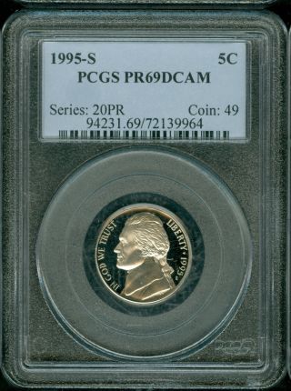 1995 - S Jefferson Nickel Pr69 Dcam Pcgs Proof photo