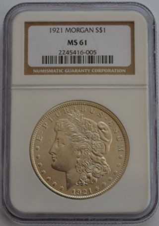 1921 $1 Morgan Silver Dollar Ngc Ms 61 photo