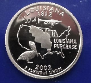 2002 Clad Gem Cameo Proof Louisiana Quarter.  S/h photo