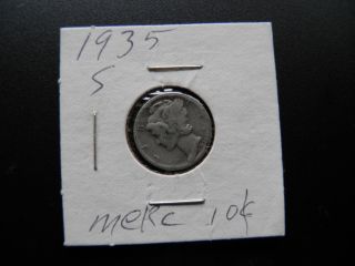 Silver Mercury Dime - Circulated - 1935s photo