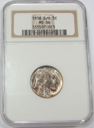 1938 D Over D Buffalo Nickel Graded By Ngc Ms - 66 Coin photo
