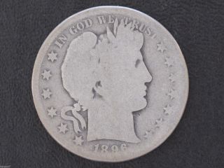 1896 - S Barber Silver Half Dollar Key Date D7428 photo