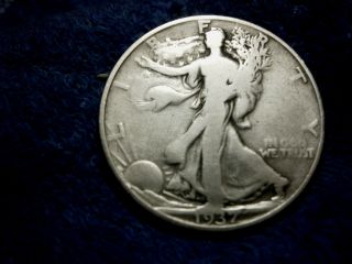 Scarce Silver Walking Liberty Half Dollar: 1937 - S About Fine photo