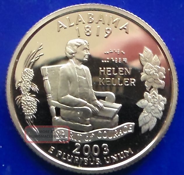 2003 S Clad Gem Cameo Proof Alabama State Quarter.