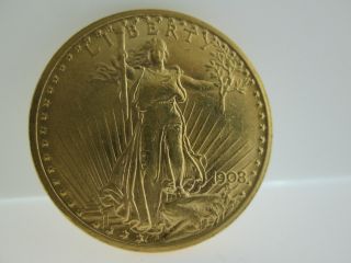 1908 $20 Saint - Gaudens Walking Liberty Double Eagle Gold Coin photo