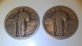 2 Standing Liberty Quarters.  90% Silver. photo