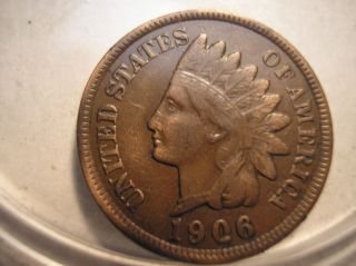 1906 Indian Head Cent (better Quality) Brown Tone photo