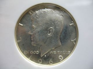 Pci Slabbed 1969 S Uncirculated Proof Cameo Kennedy Half Dollar 50 C photo